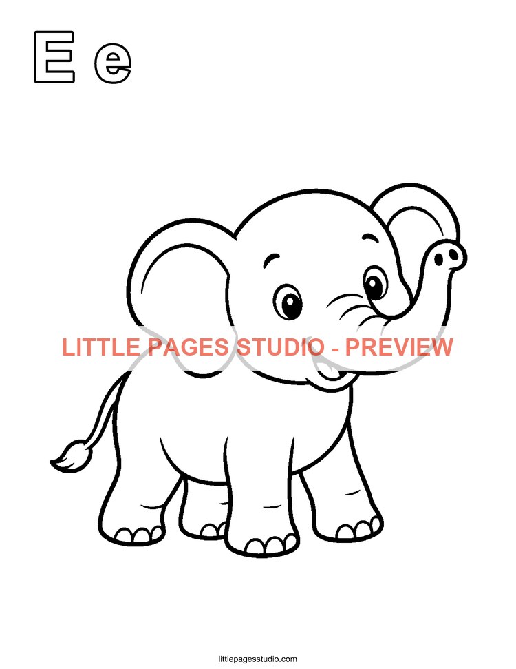 Watermarked preview of letter E for Elephant