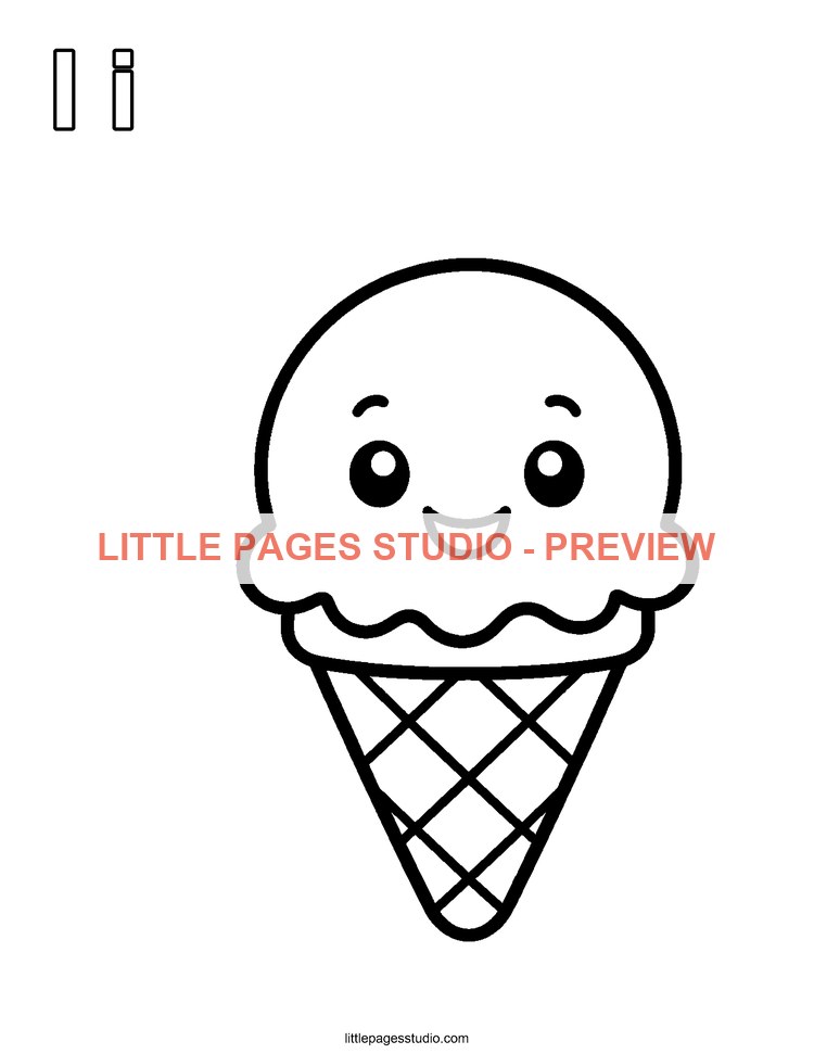 Watermarked preview of letter I for Ice Cream