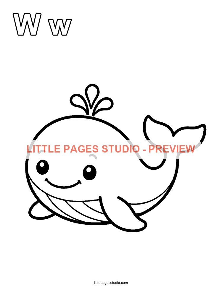 Watermarked preview of letter W for Whale
