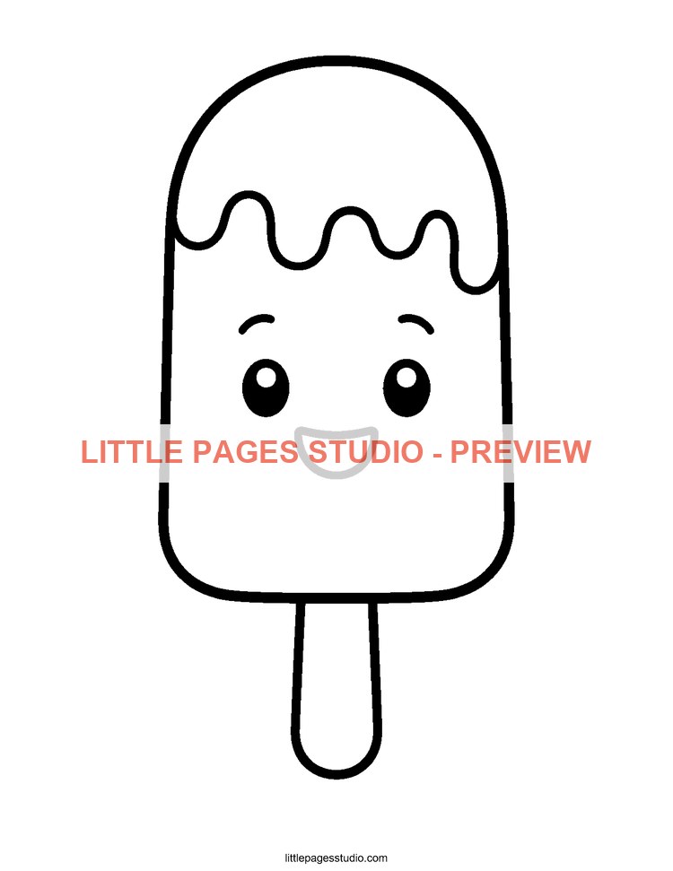 Watermarked preview of Happy Popsicle coloring page