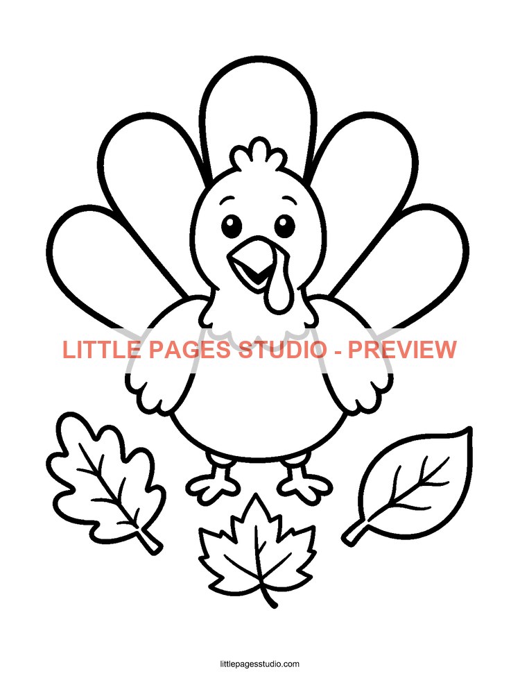 Watermarked preview of Thanksgiving Turkey coloring page