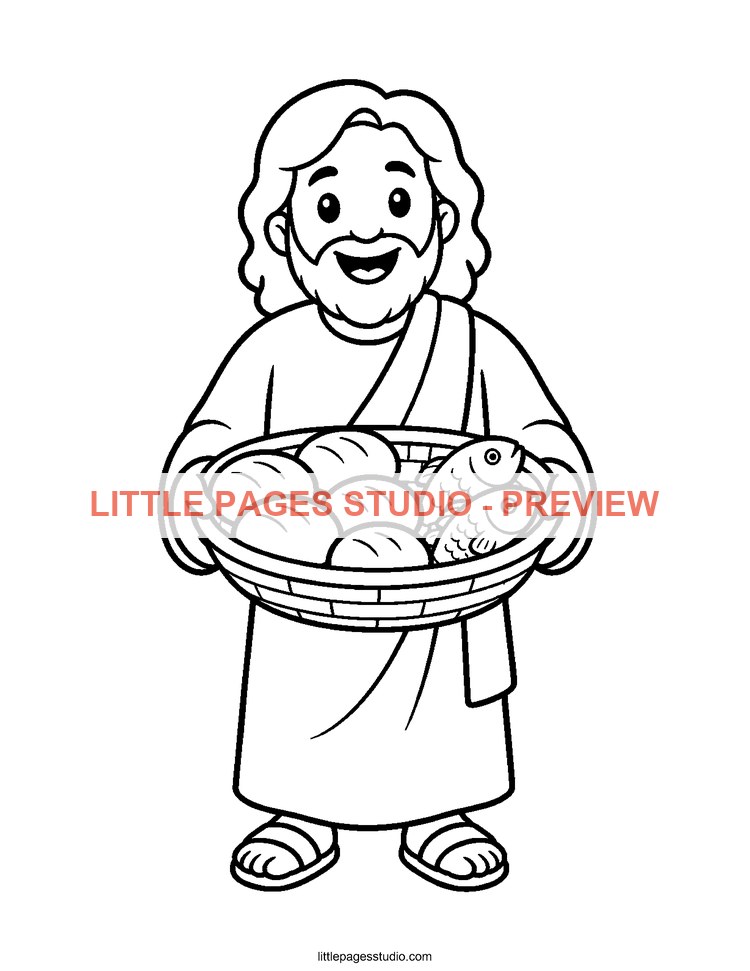 Watermarked preview of Jesus Loves Me Sunday School coloring page 5