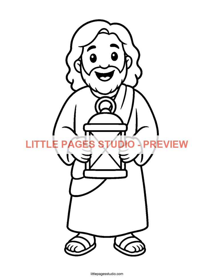 Watermarked preview of Jesus Loves Me Sunday School coloring page 17
