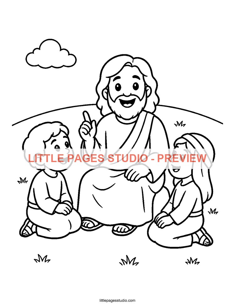 Watermarked preview of Jesus Loves Me Sunday School coloring page 22